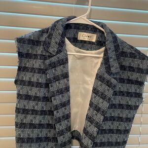 Chloe Navy and Black Tweed Vest